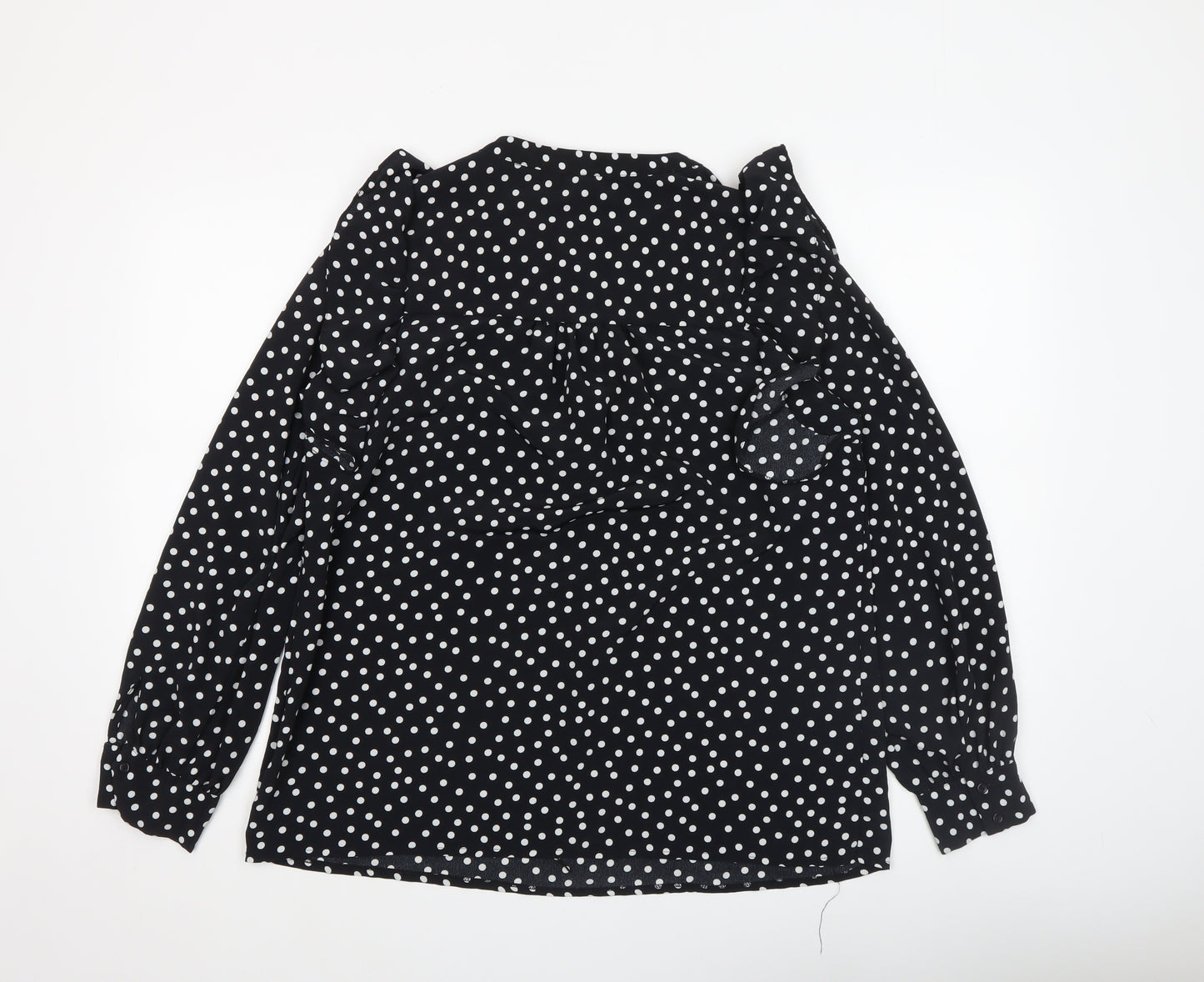 Debenhams Women’s Black White Polka Dot Ruffle Blouse Size 12
