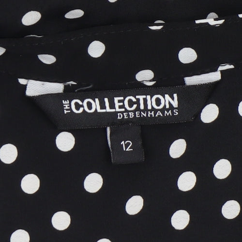 Debenhams Women’s Black White Polka Dot Ruffle Blouse Size 12