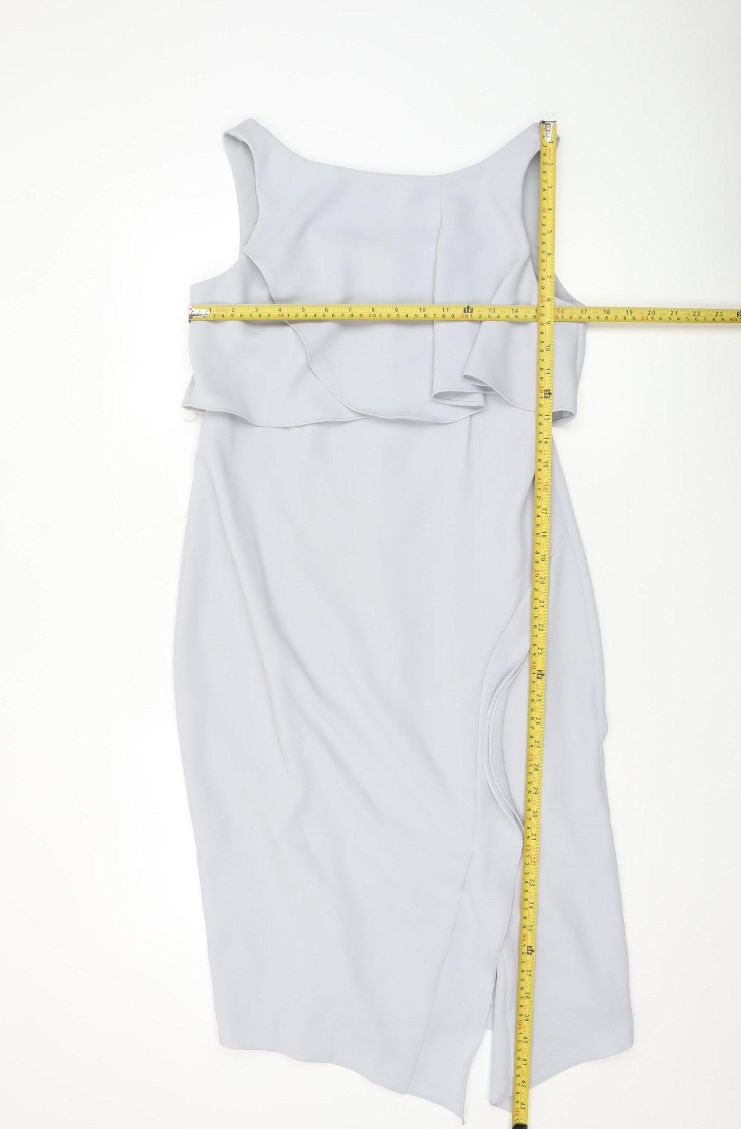 Coast Women Silver Size 12 Sheath Ruffle Formal Dress