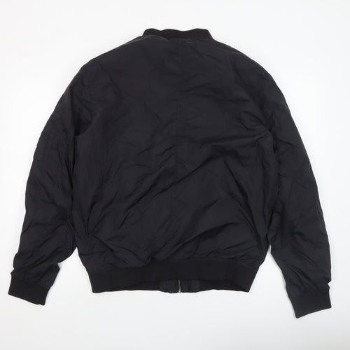 H&M L.O.G.G. Men's Black Bomber Jacket L Full Zip Casual Nylon