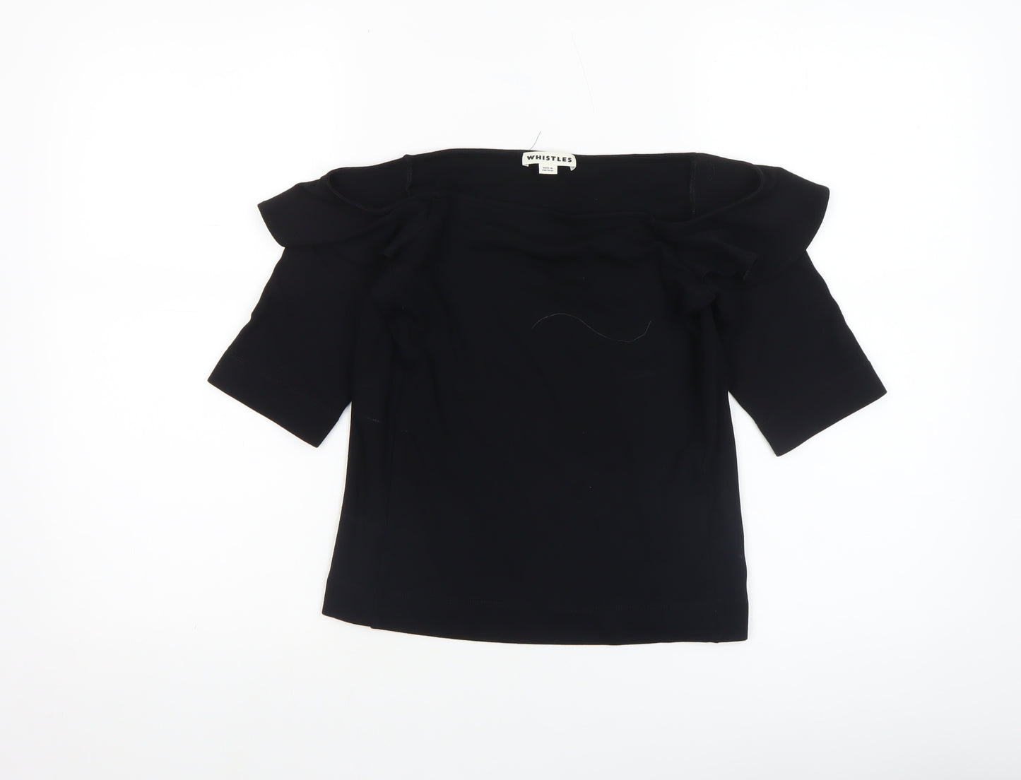 Whistles Women’s Black Off Shoulder Ruffle Blouse UK 12