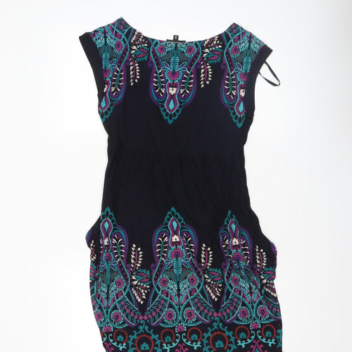 Warehouse Womens Multicoloured Bohemian Shift Dress Size 10