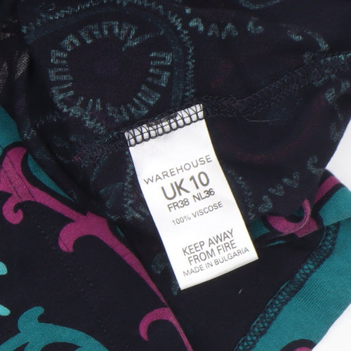 Warehouse Womens Multicoloured Bohemian Shift Dress Size 10