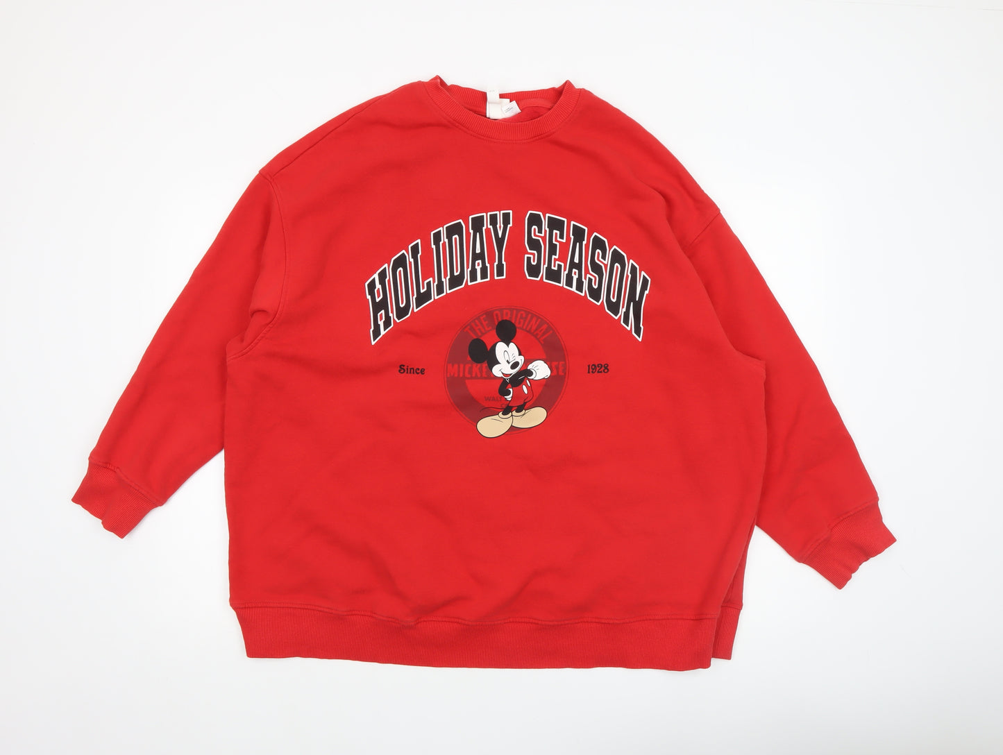 H&M Women Red Mickey Mouse Holiday Season Sweatshirt Size 12