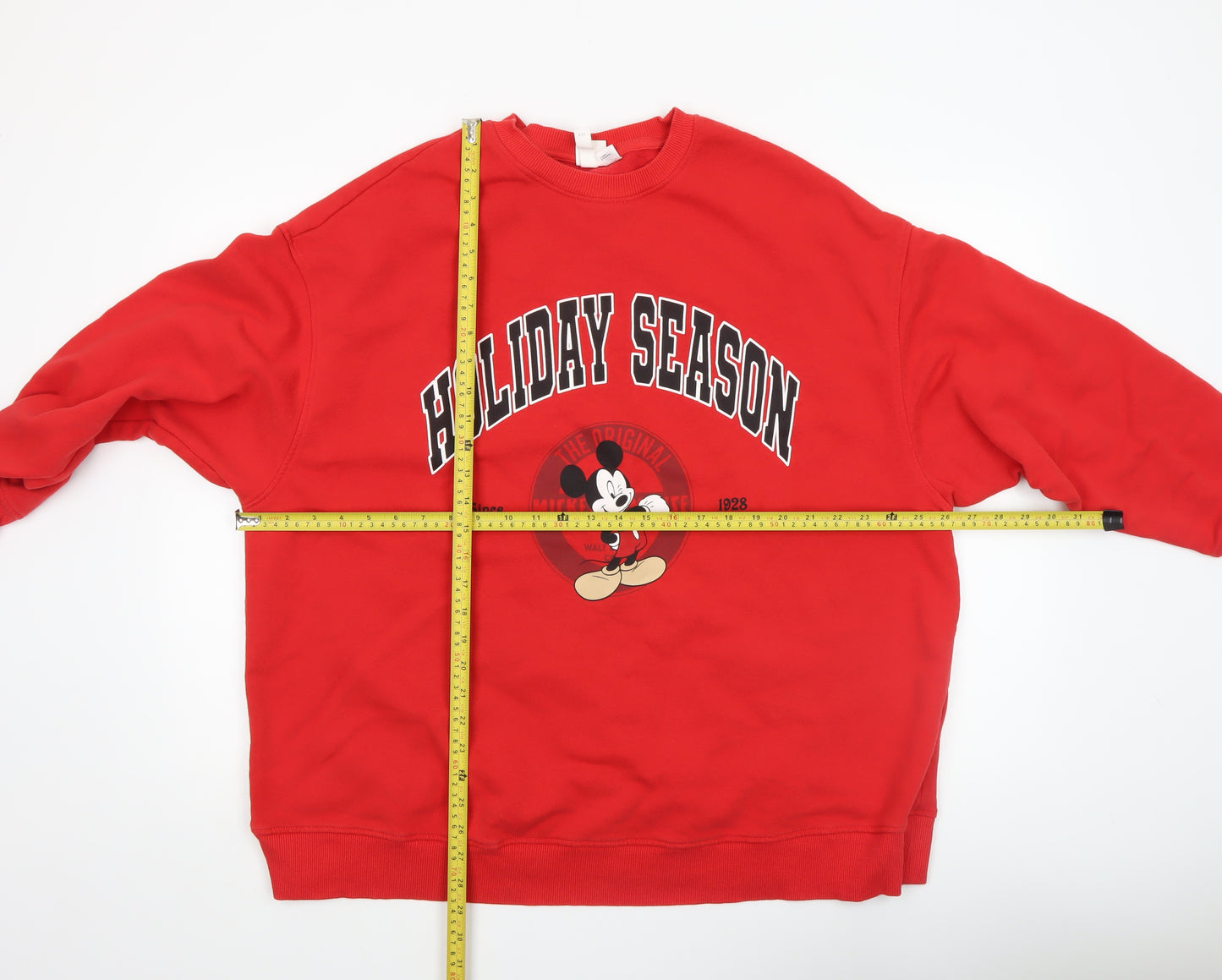 H&M Women Red Mickey Mouse Holiday Season Sweatshirt Size 12