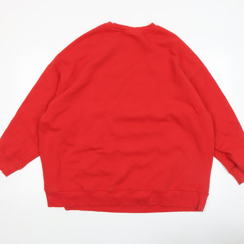 H&M Women Red Mickey Mouse Holiday Season Sweatshirt Size 12