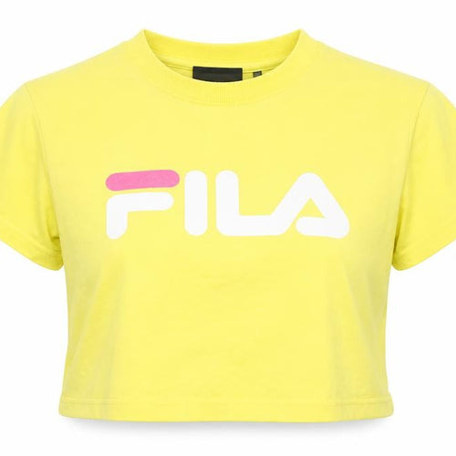 Fila Womens Yellow Cropped T-Shirt Medium Casual Crew Neck