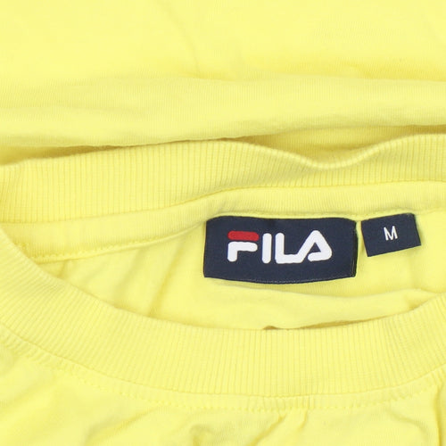 Fila Womens Yellow Cropped T-Shirt Medium Casual Crew Neck