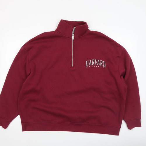 Harvard University Burgundy 1/4 Zip Women's Sweatshirt Size L