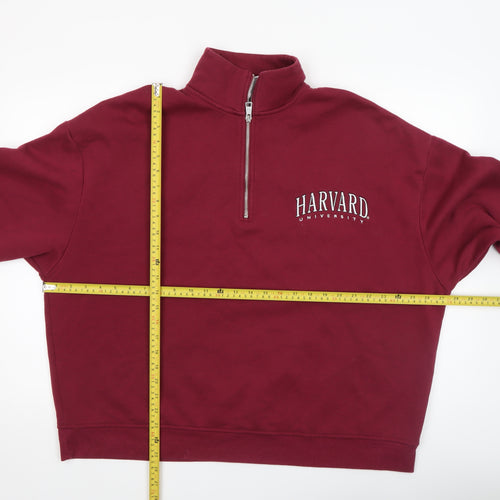 Harvard University Burgundy 1/4 Zip Women's Sweatshirt Size L