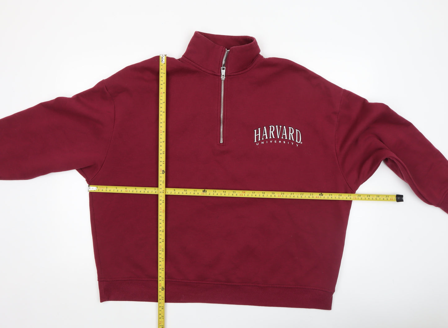 Harvard University Burgundy 1/4 Zip Women's Sweatshirt Size L