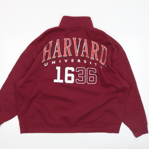 Harvard University Burgundy 1/4 Zip Women's Sweatshirt Size L