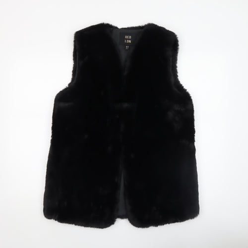 QED LDN Women’s Black Faux Fur Waistcoat Size M