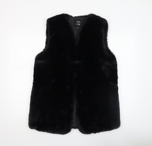 QED LDN Women’s Black Faux Fur Waistcoat Size M