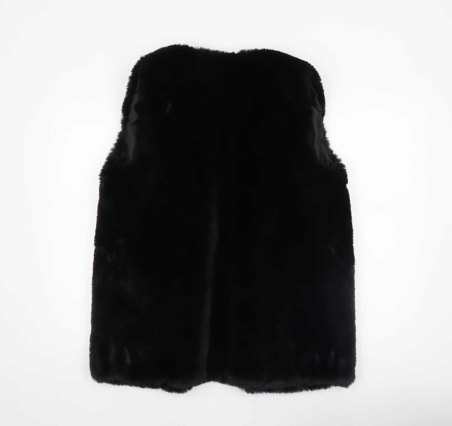 QED LDN Women’s Black Faux Fur Waistcoat Size M