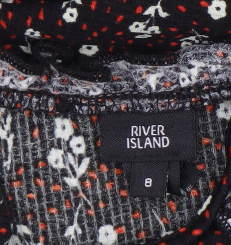 River Island Women’s Black Floral Off Shoulder A-Line Dress Size 8