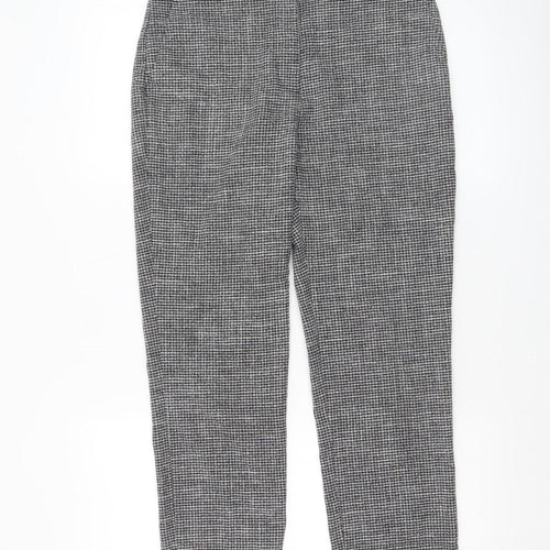 H&M Women’s Grey Check Slim Tapered Trousers UK 8 Viscose Blend