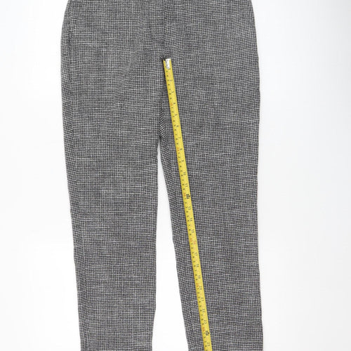 H&M Women’s Grey Check Slim Tapered Trousers UK 8 Viscose Blend