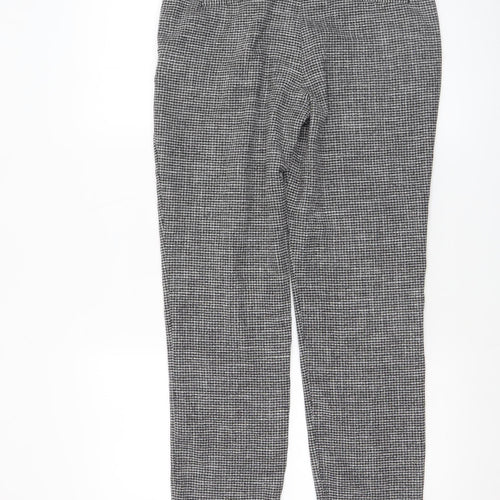 H&M Women’s Grey Check Slim Tapered Trousers UK 8 Viscose Blend