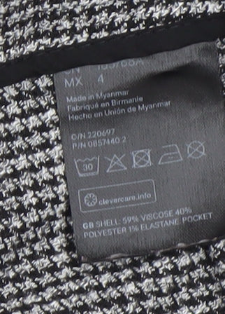 H&M Women’s Grey Check Slim Tapered Trousers UK 8 Viscose Blend