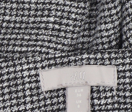 H&M Women’s Grey Check Slim Tapered Trousers UK 8 Viscose Blend