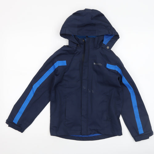Mountain Warehouse Boys Blue Waterproof Hooded Rain Coat Jacket 7-8 Years