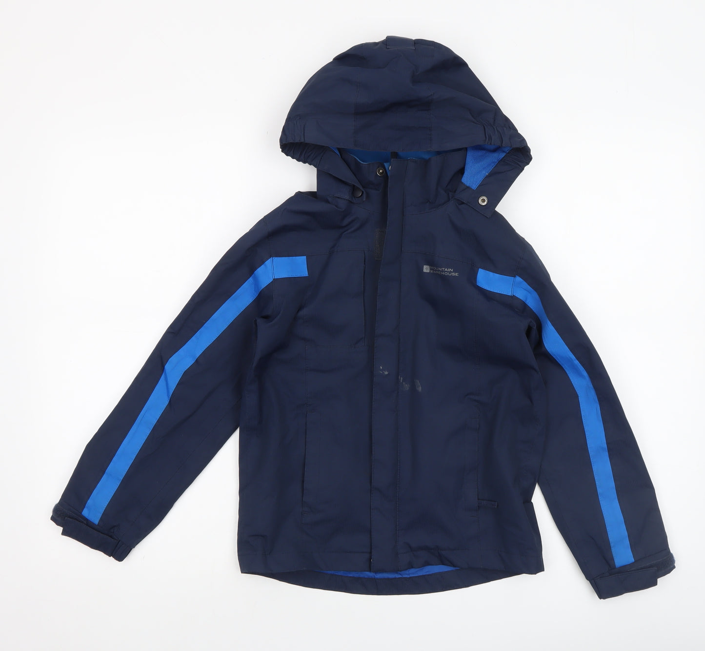 Mountain Warehouse Boys Blue Waterproof Hooded Rain Coat Jacket 7-8 Years