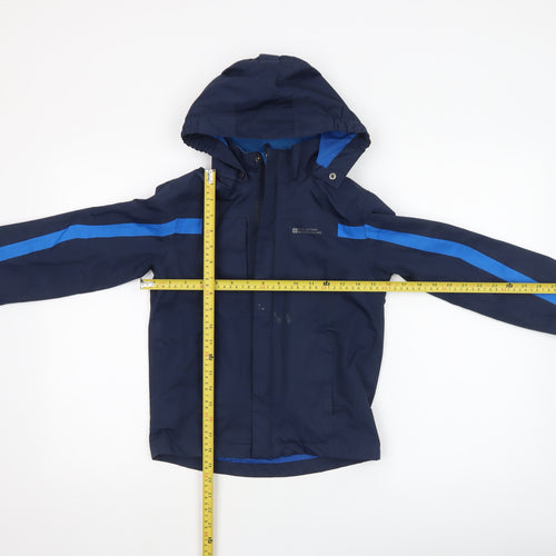 Mountain Warehouse Boys Blue Waterproof Hooded Rain Coat Jacket 7-8 Years