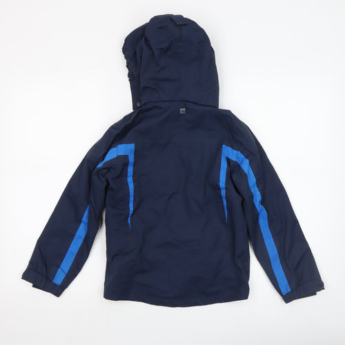 Mountain Warehouse Boys Blue Waterproof Hooded Rain Coat Jacket 7-8 Years