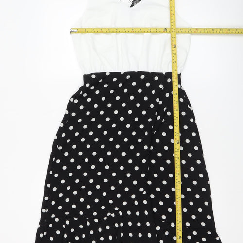 AX Paris Women Black White Polka Dot Fit & Flare Dress Size 8