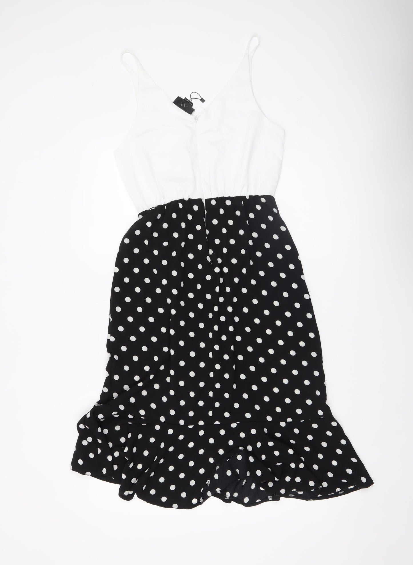 AX Paris Women Black White Polka Dot Fit & Flare Dress Size 8