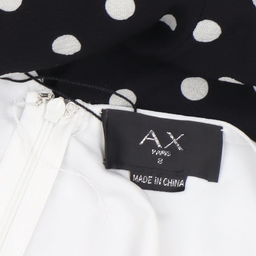 AX Paris Women Black White Polka Dot Fit & Flare Dress Size 8