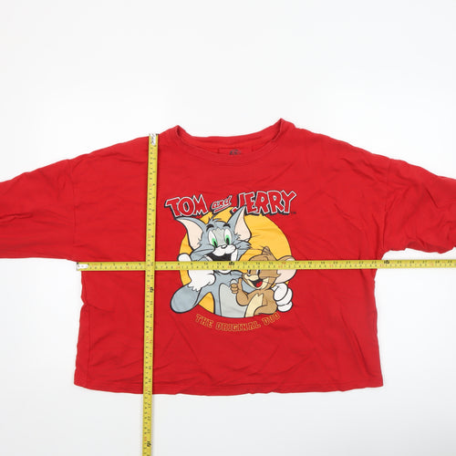 Tom and Jerry Red Women's XL Crew Neck Pullover Sweatshirt