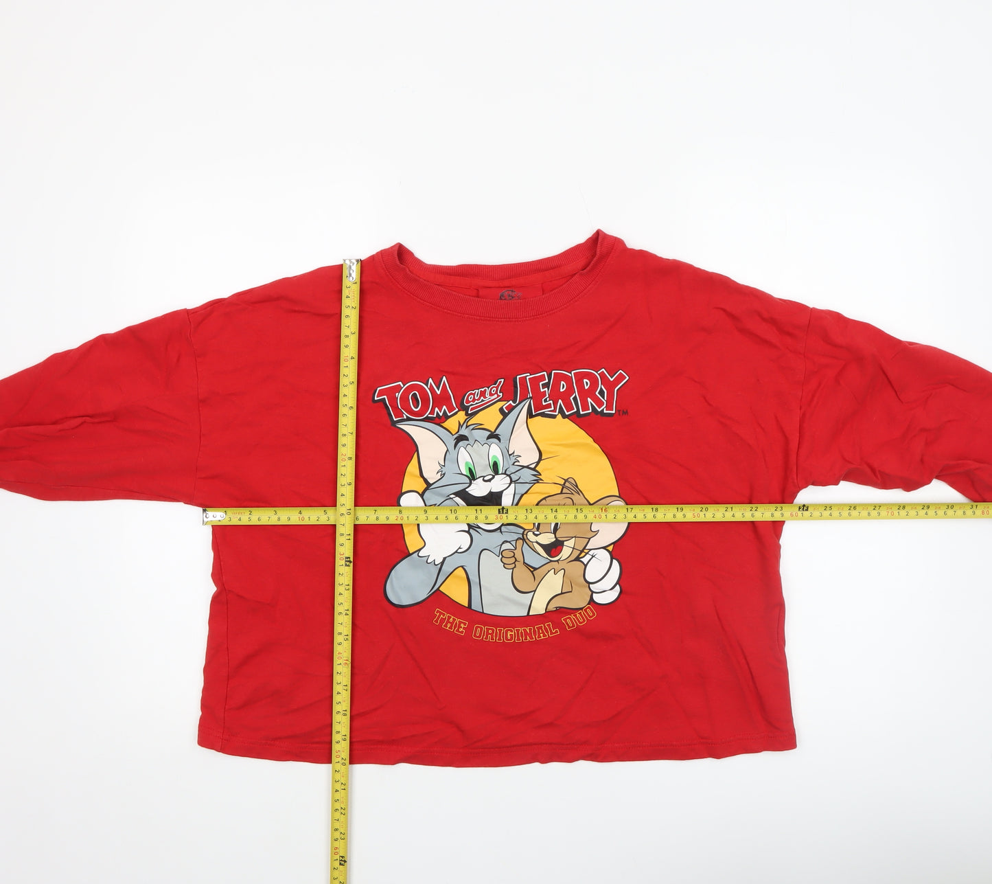 Tom and Jerry Red Women's XL Crew Neck Pullover Sweatshirt
