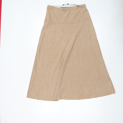 Zara Women Beige A-Line Knit Midi Skirt Size S