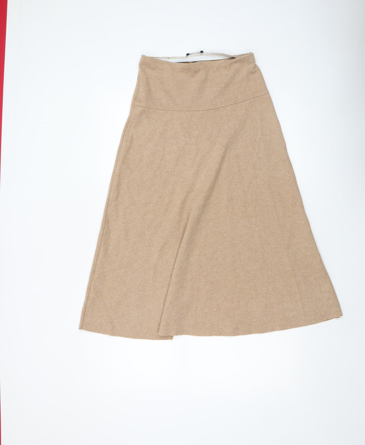 Zara Women Beige A-Line Knit Midi Skirt Size S