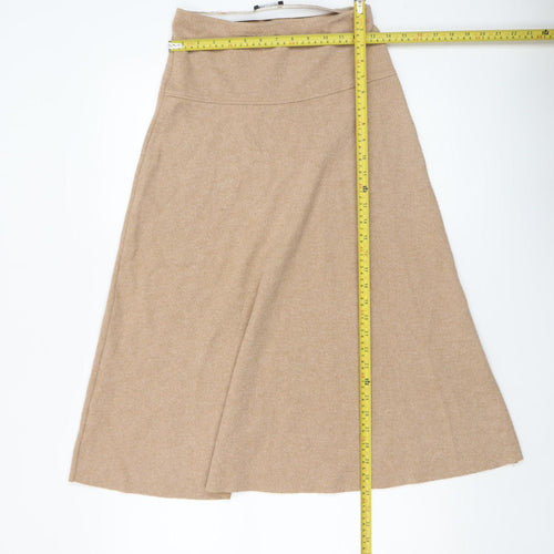 Zara Women Beige A-Line Knit Midi Skirt Size S