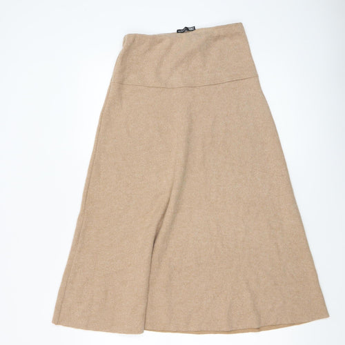 Zara Women Beige A-Line Knit Midi Skirt Size S