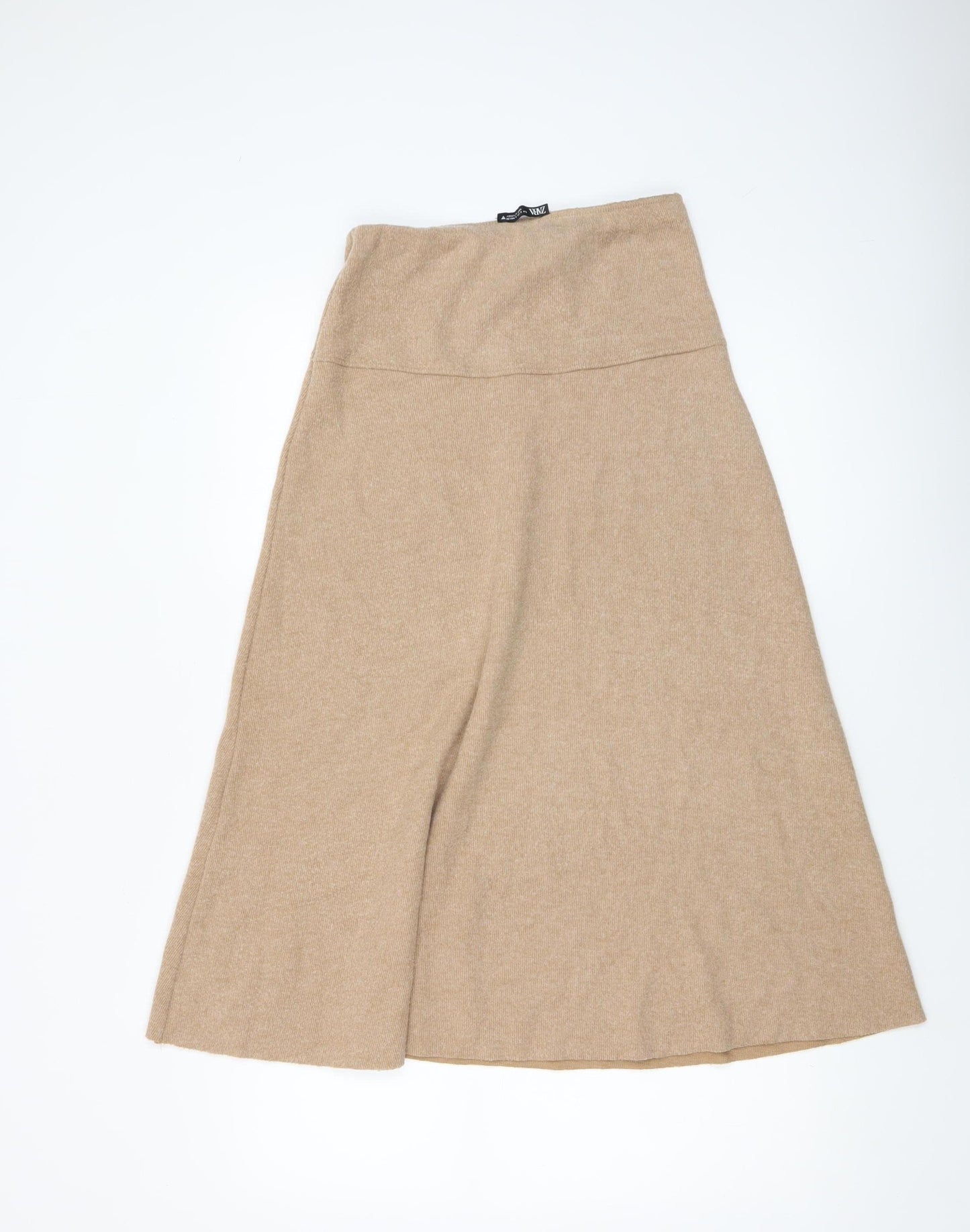 Zara Women Beige A-Line Knit Midi Skirt Size S