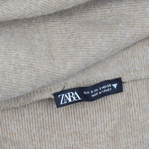 Zara Women Beige A-Line Knit Midi Skirt Size S