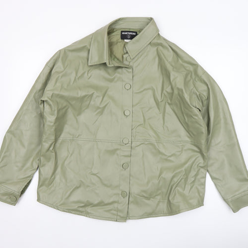 Heartbreak Women’s Green Faux Leather Button Jacket UK 12