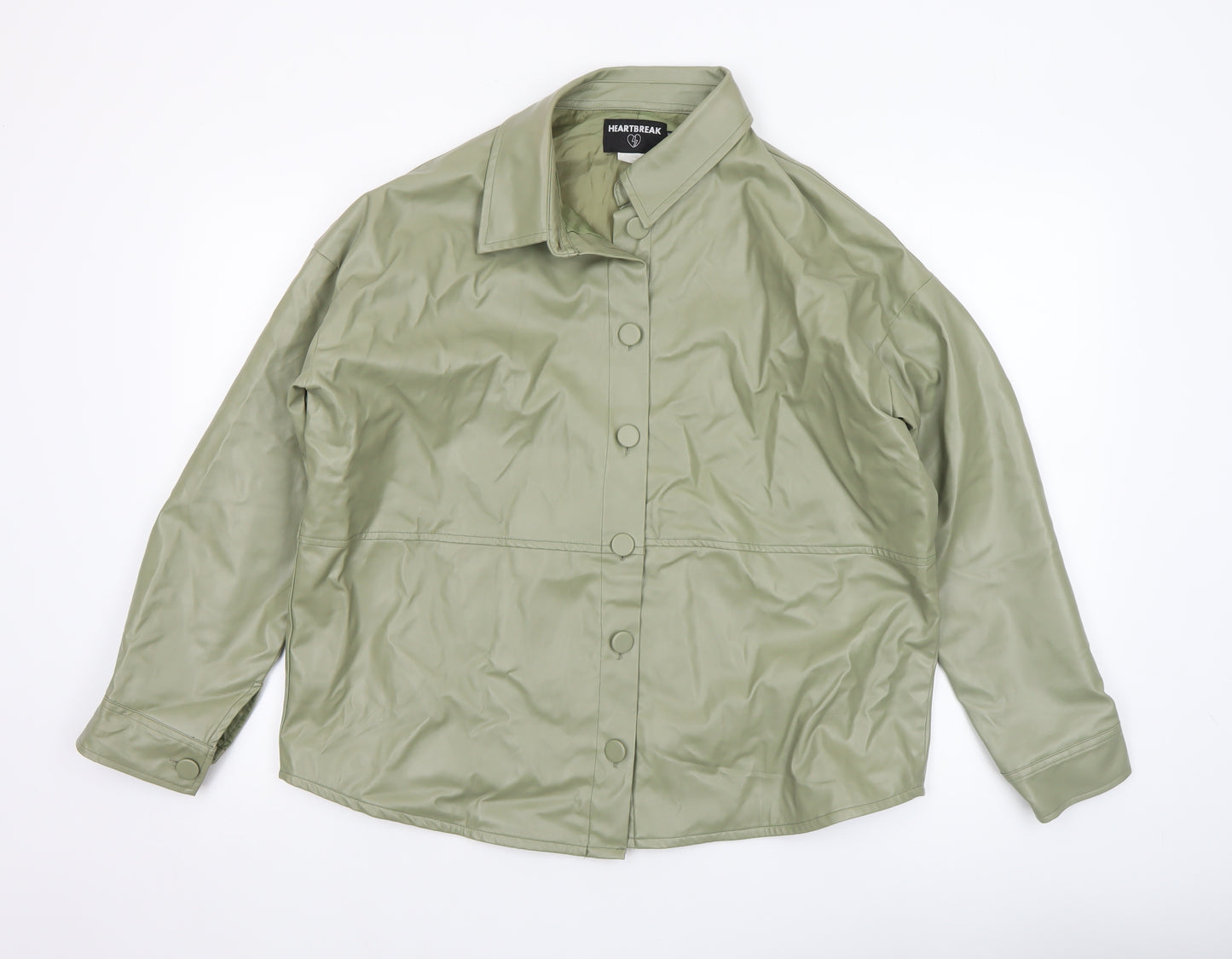 Heartbreak Women’s Green Faux Leather Button Jacket UK 12