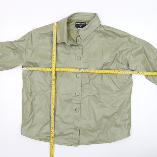Heartbreak Women’s Green Faux Leather Button Jacket UK 12
