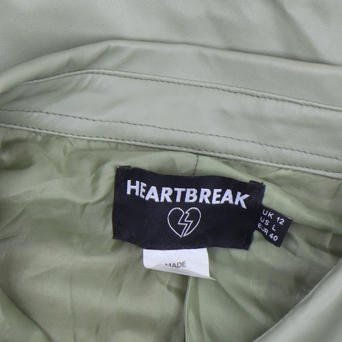 Heartbreak Women’s Green Faux Leather Button Jacket UK 12