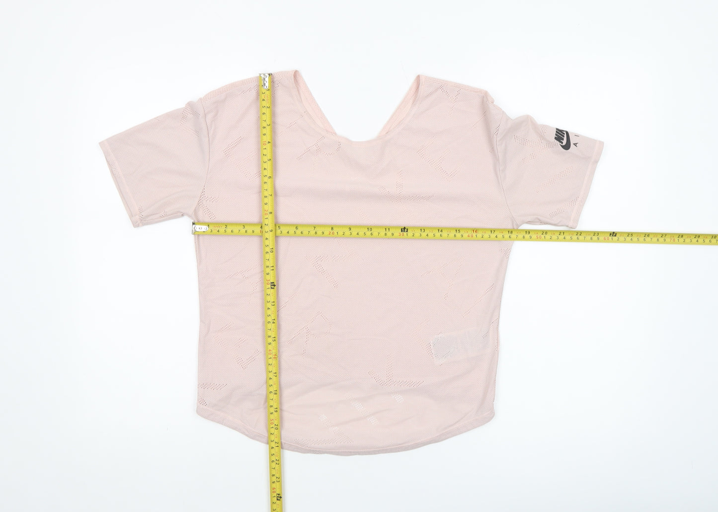 Nike Women Pink Dri-Fit Mesh Short Sleeve V-Neck Training T-Shirt XS
