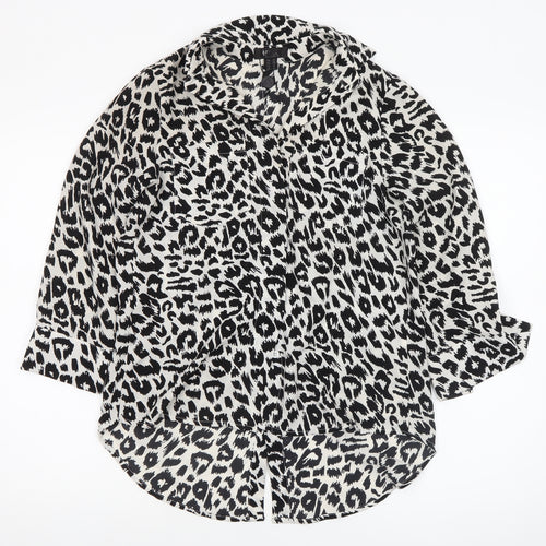 Cutie Women’s Black White Leopard Print Polyester Jumpsuit UK 10