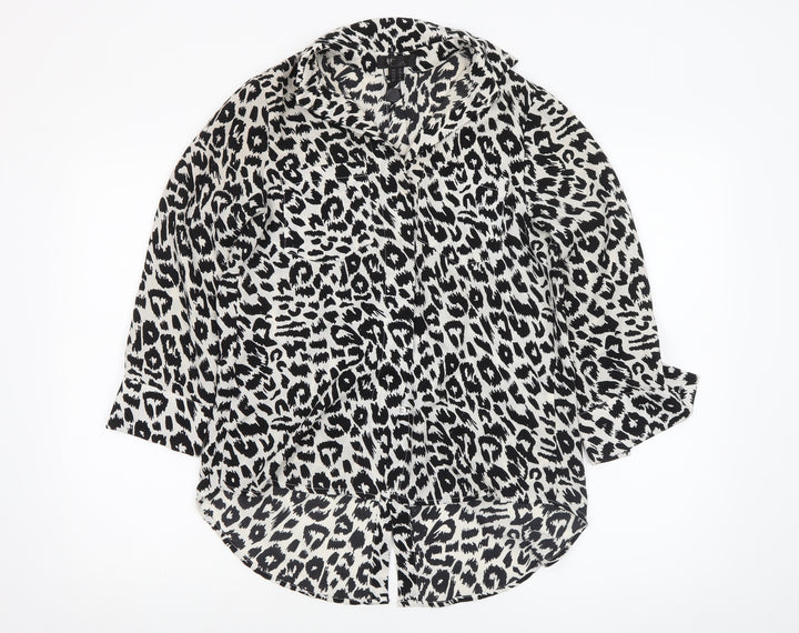 Cutie Women’s Black White Leopard Print Polyester Jumpsuit UK 10