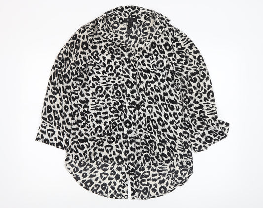 Cutie Women’s Black White Leopard Print Polyester Jumpsuit UK 10