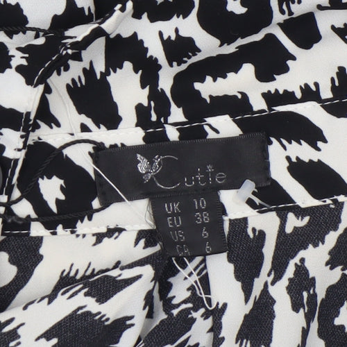 Cutie Women’s Black White Leopard Print Polyester Jumpsuit UK 10