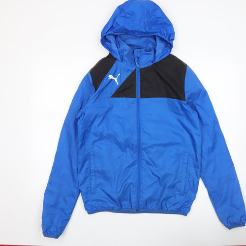 Puma Mens Blue Windbreaker Hooded Full Zip Sports Jacket Size S